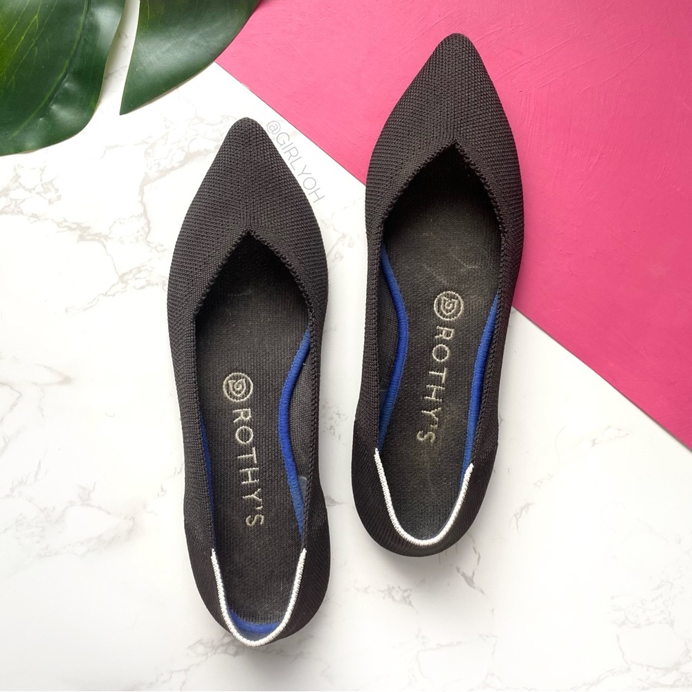 Rothy's White Halo Black Point Flats 8